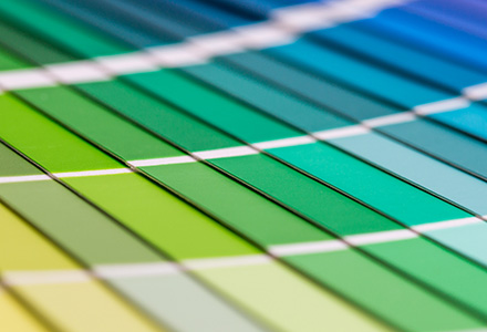 Fanned out color swatch book