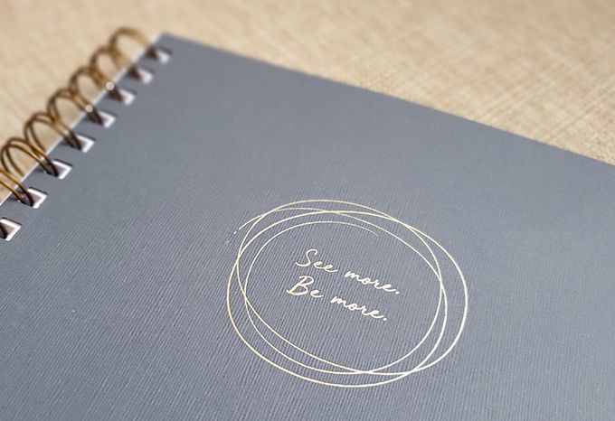 Closeup of a Nwyze branded wire-o journal