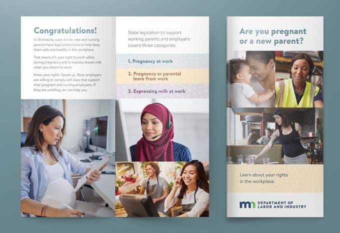 Brochure explaining rights for pregnant and nursing mothers in the workplace