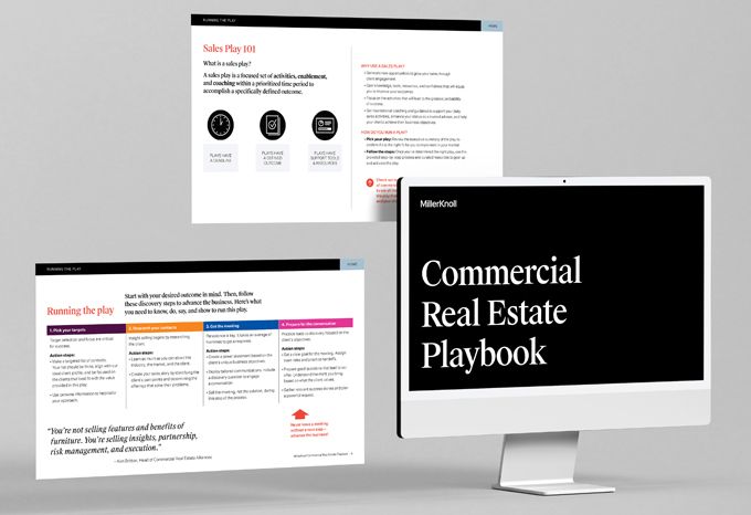 Select page layouts from the MillerKnoll Commercial Real Estate Playbook