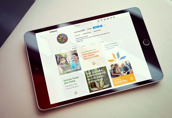 United Women in Faith Instagram page displayed on a tablet