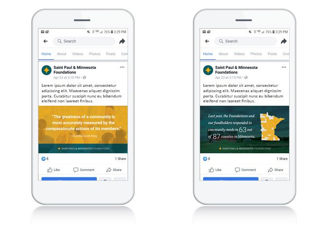 Social media posts for Saint Paul & Minnesota Foundation