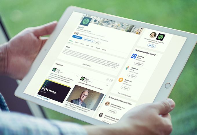 Sagiliti LinkedIn page displayed on a tablet
