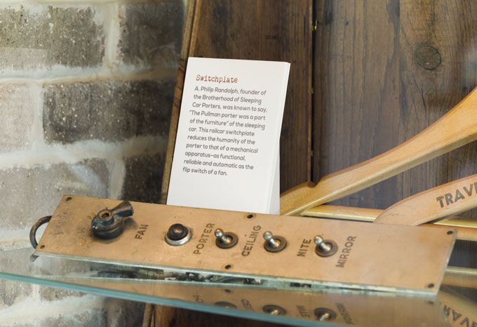 Artifact and interpretive sign featured in Model Cities' Reading Room at BROWNstone