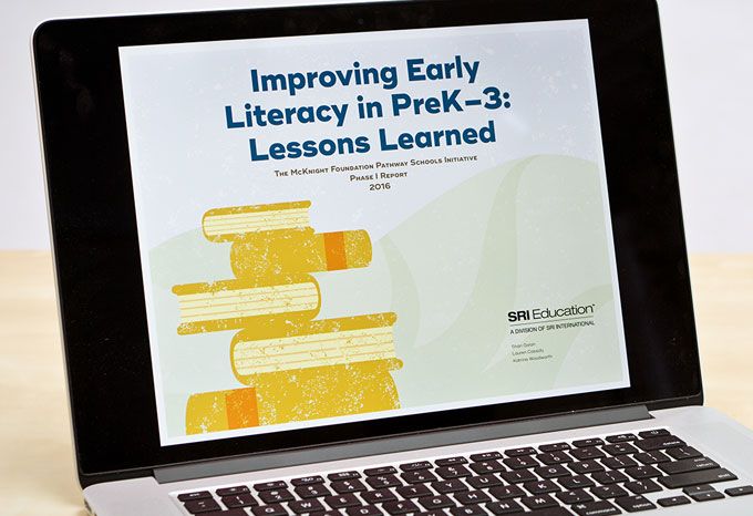 Screen shot of presentation for Improving Early Literacy in PreK–3: Lessons Learned document for McKnight Foundation