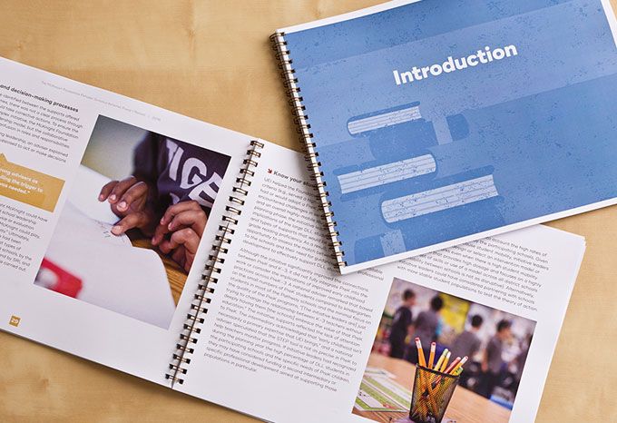 Divider page and interior spread for McKnight Foundation report on early childhood education