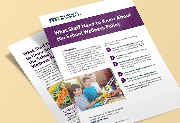 Flyer for the Department of Education School Wellness Policy